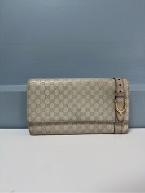 Gucci Monogram Beige Wallet with Belt